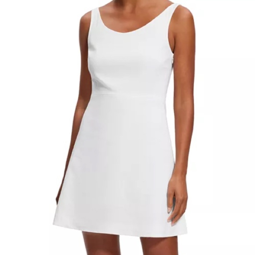 Theory White Ballerina Neckline Sleeveless A-Line Mini Dress 6 Lined Side Zip